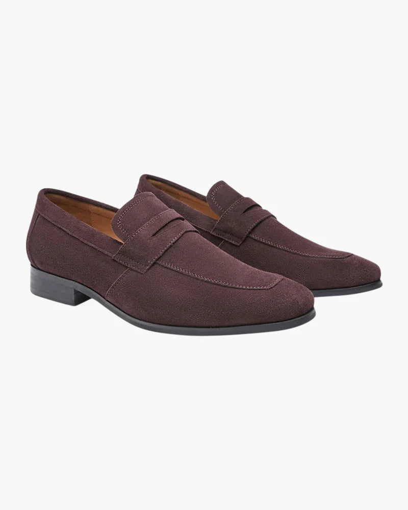 Mocassins penny en daim, style vieille fortune