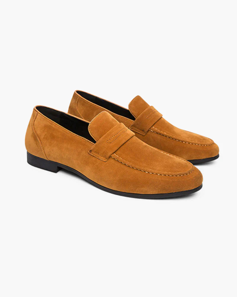 Mocassins penny en daim, style vieille fortune